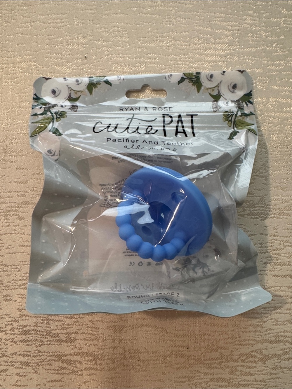 Ryan & Rose Cutie Pat Blue Pacifier and Teether